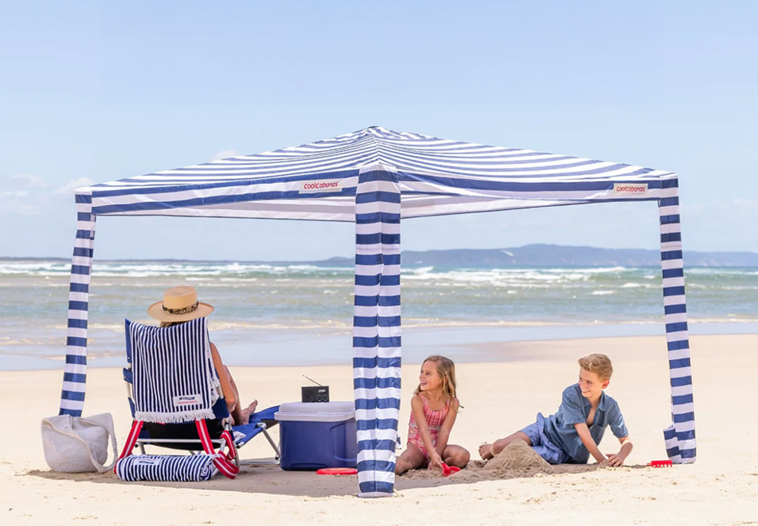 Make your beach day easy with Noosa beach hire from Bike On. Hire CoolCabanas, beach chairs, towels, eskies, trolleys, sand toys and more, with pickup or delivery.