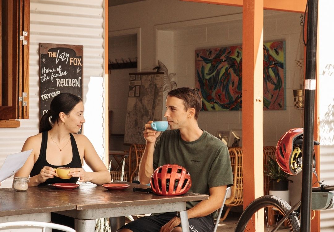 Bike On Bike Tours in Noosa Hinterland have a coffee or lunch along the way